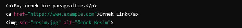 Paragraf Bağlantı ve Resim Etiketleri