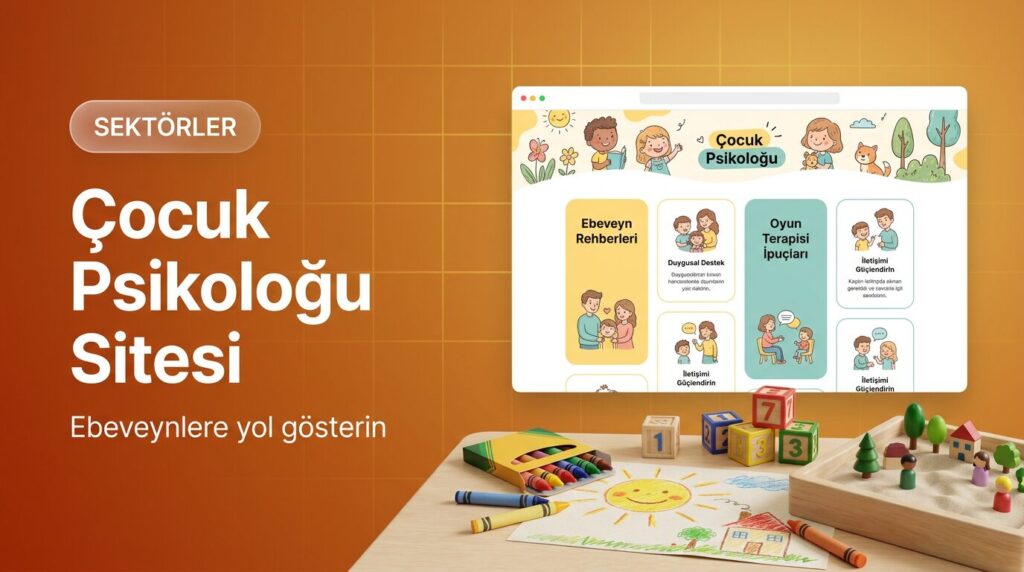 Çocuk psikoloğu web sitesi tasarımı kapak görseli