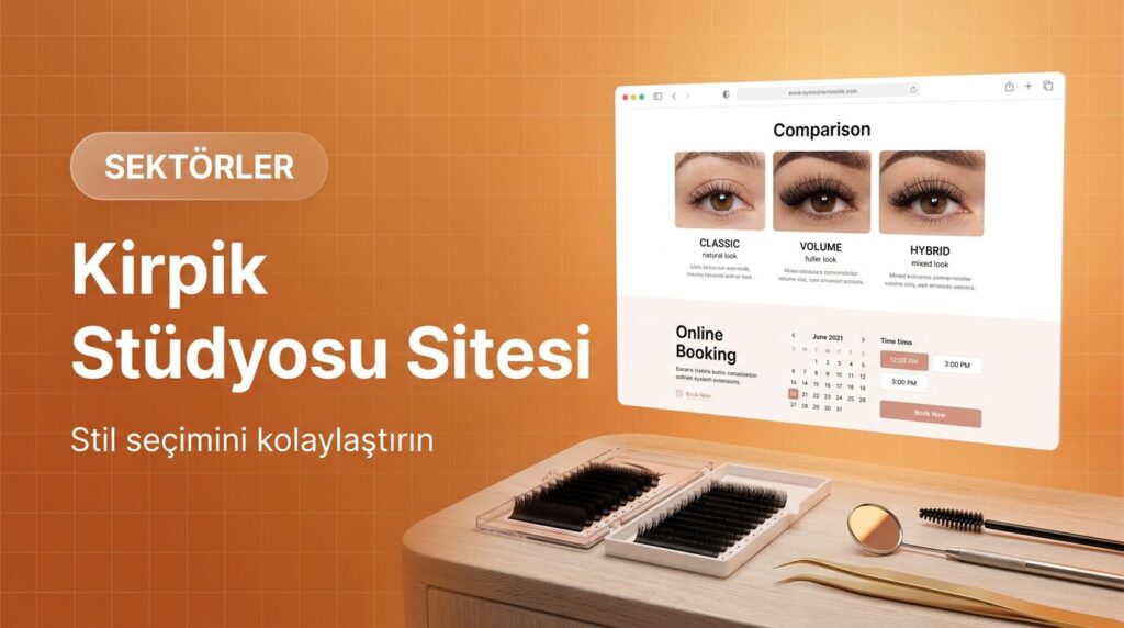 Kirpik stüdyosu web sitesi tasarımı kapak görseli