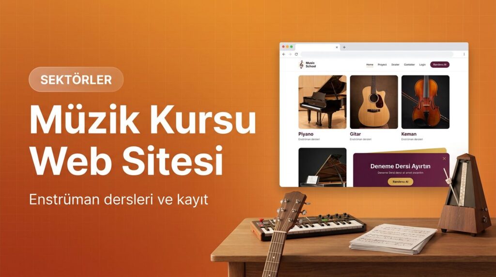Müzik kursu web sitesi tasarımı kapak görseli