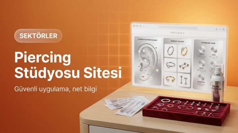 Piercing stüdyosu web sitesi tasarımı kapak görseli