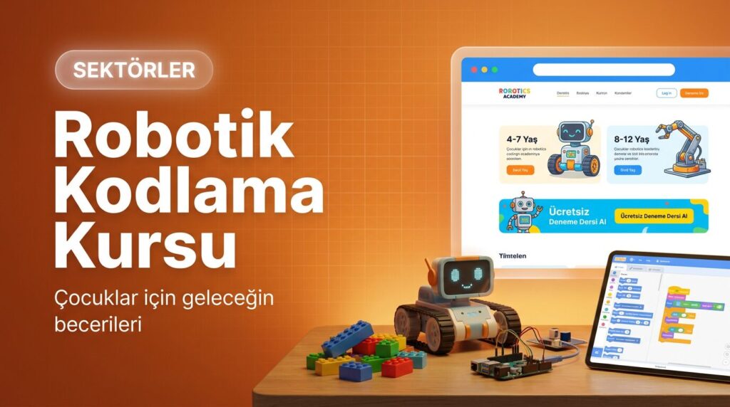 Robotik kodlama kursu web sitesi tasarımı kapak görseli
