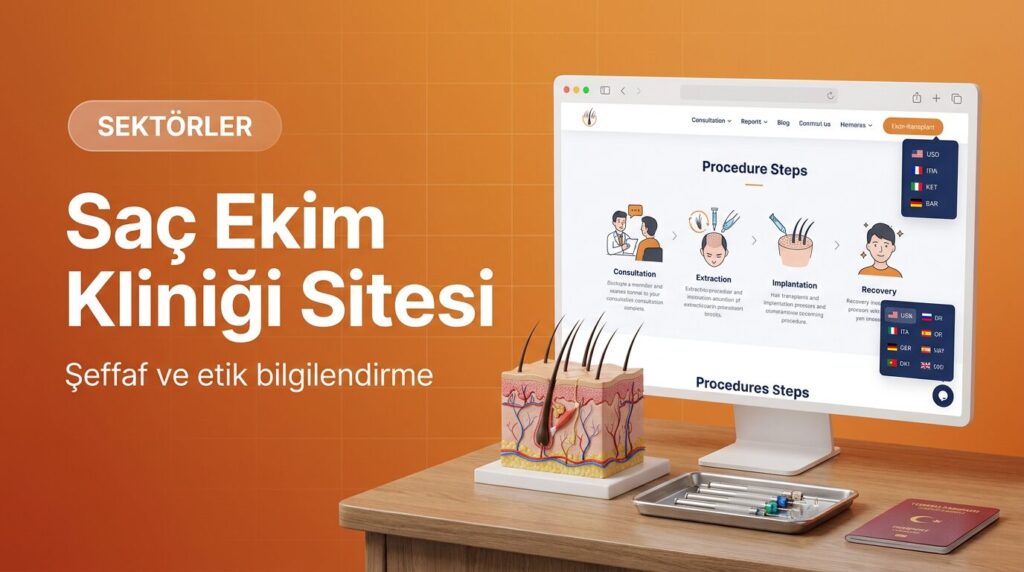 Saç ekim kliniği web sitesi tasarımı kapak görseli