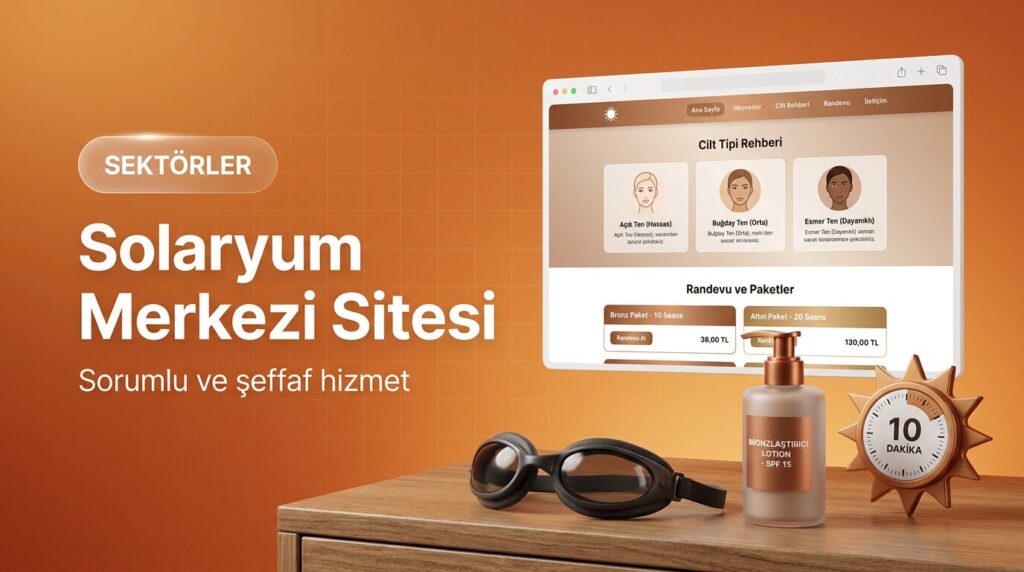 Solaryum merkezi web sitesi tasarımı kapak görseli